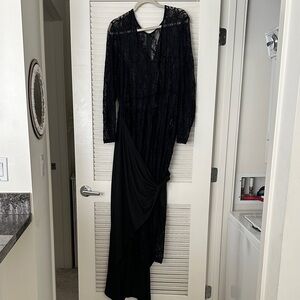 Elegant Black Lace Long Sleeve jumpsuit under skirt